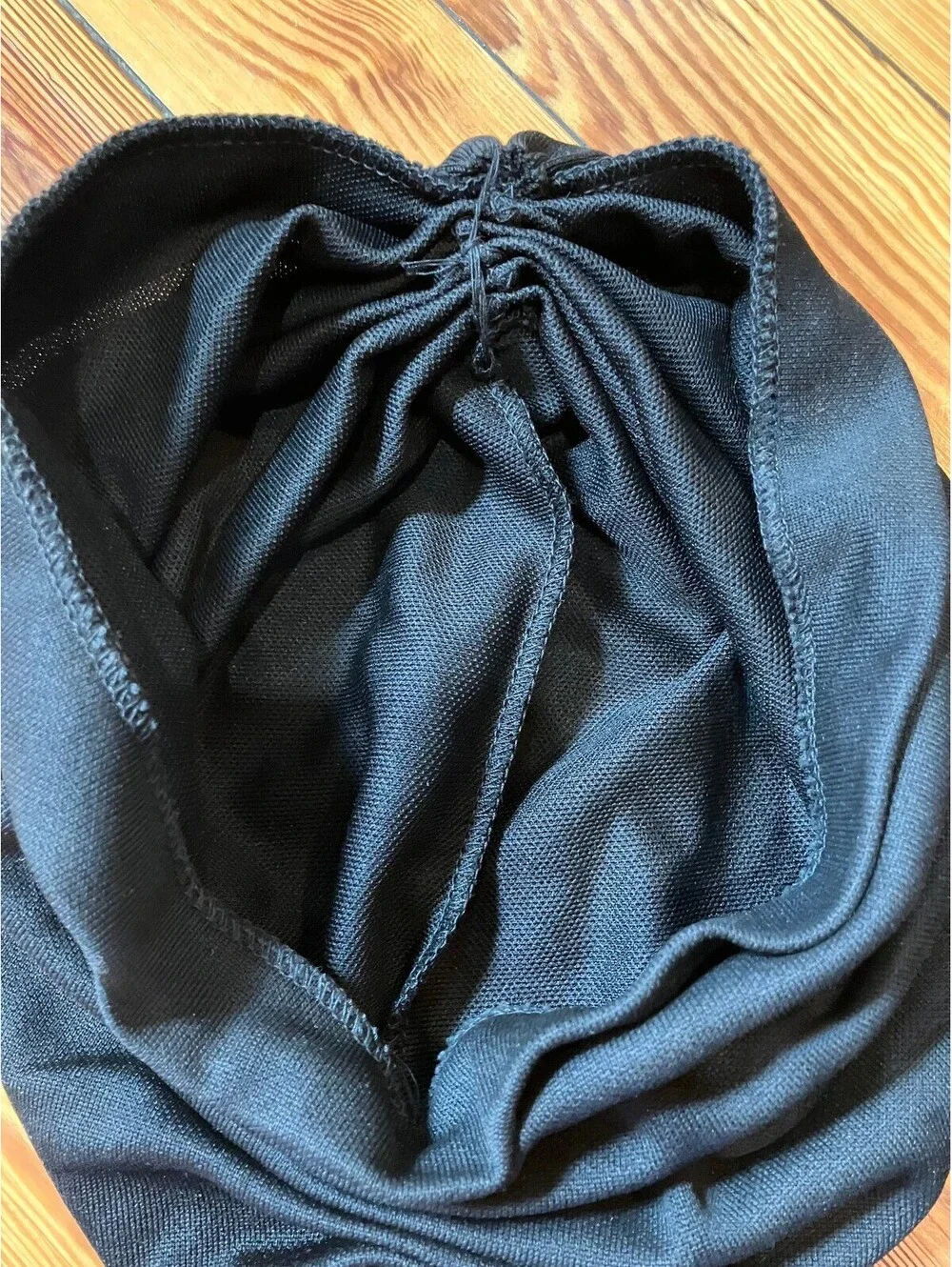Vintage Black Knit Turban Hat Twisted Knot Front Gathered Crown 40s 70s Style